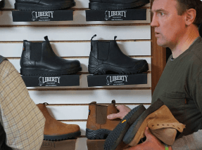 Liberty Footwear factory outlet store – boots on display